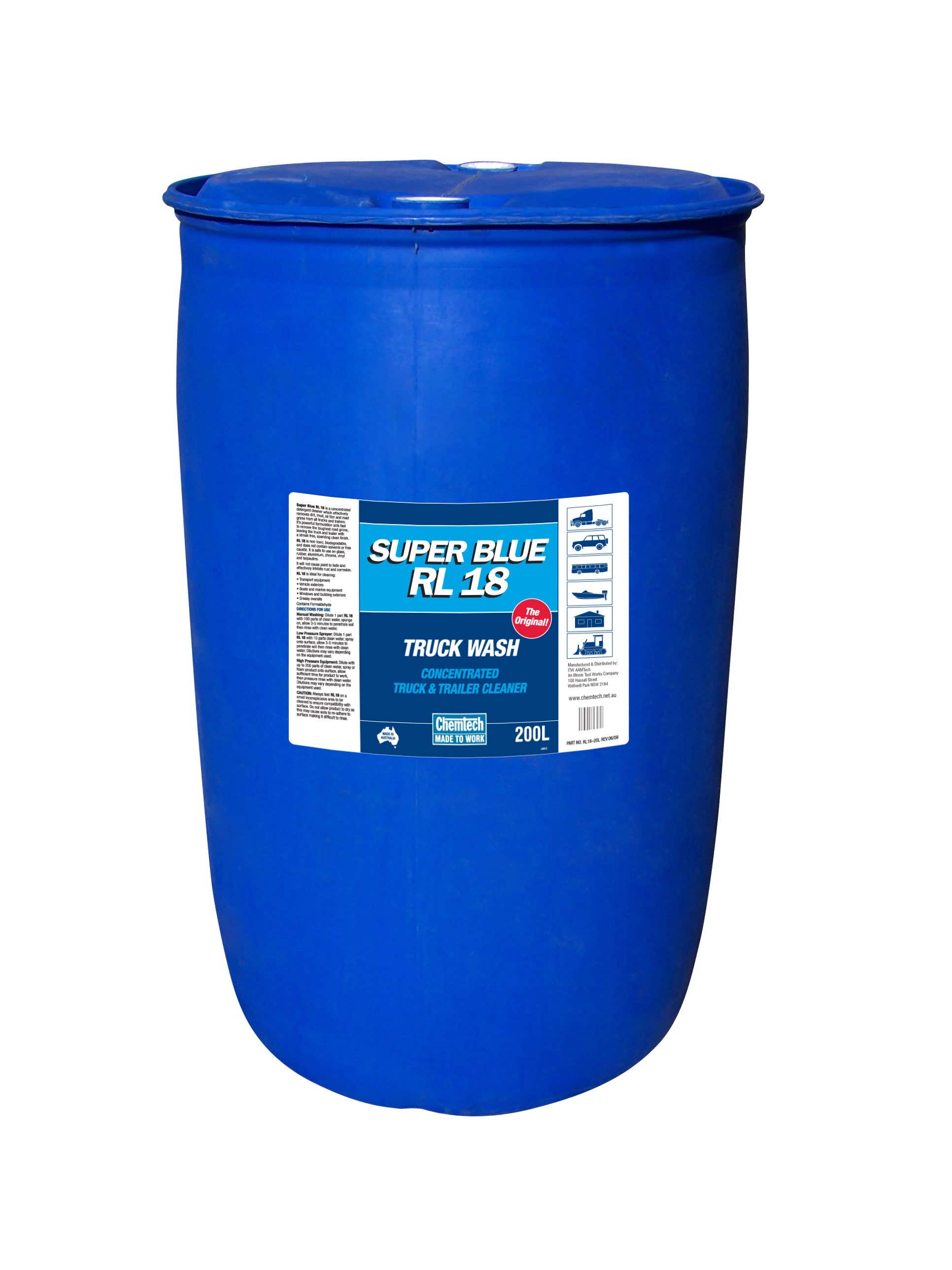 Truckwash RL18 Super Blue 200L Chemtech 205924 RL18-200L