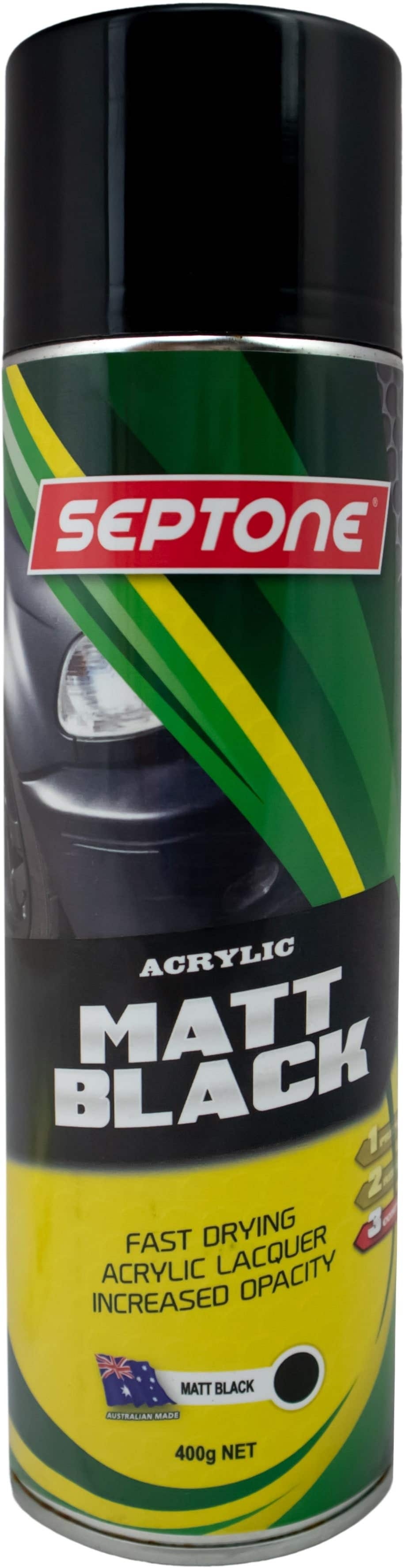Paint Acrylic Matt Black Aerosol 400g Septone 79908712 AAMB400