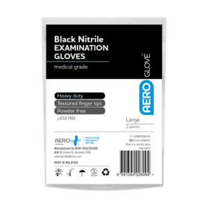 AEROGLOVE Large Black Nitrile Powder-Free Gloves Pair/2 37100443 AGNBK02