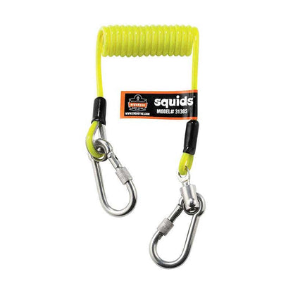 Lanyard Tool Dual Carabiner Coiled Cable Squids 3130S 2lbs Yellow 499753 19130