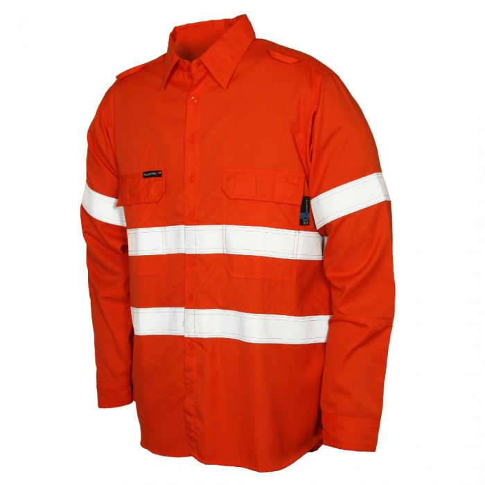 Shirt L/S Tecasafe Plus 235gsm PPE2 Arc Rated FR Tape Orange 3XL 489188 TSVSLS700ORT43XL