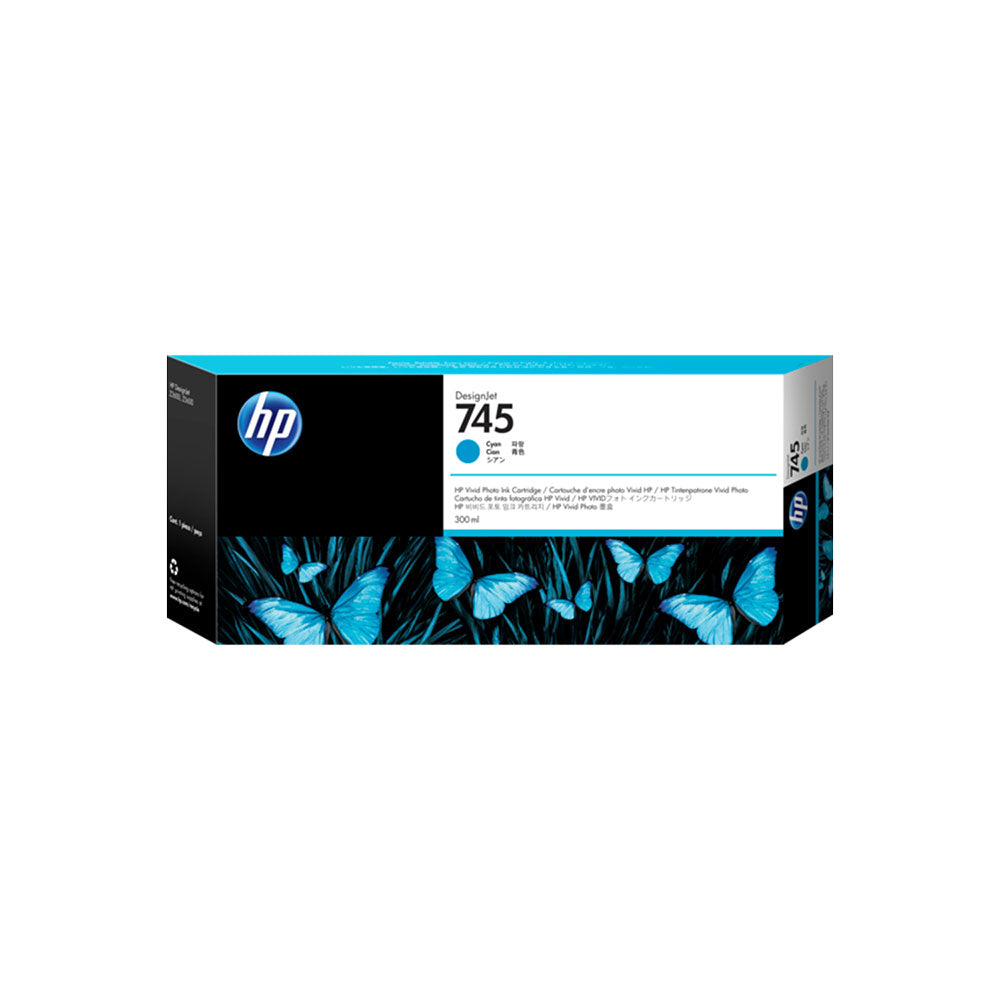 HP 745 DesignJet OEM Ink Cartridge 300ml Cyan_9021278_F9K03A