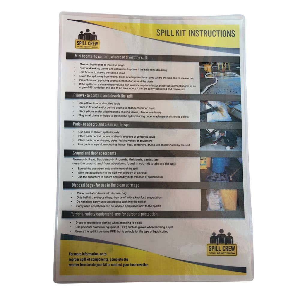 Spill Kit Instructions Laminated A4 212927 SKI