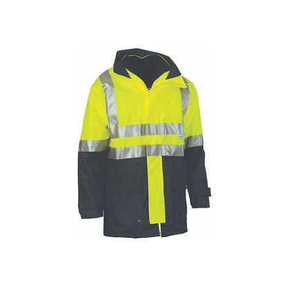 Jacket 2XL Yellow/navy 300D Poly PU 3m Tape Hi Vis 3/4 Length 4 In 1 403788 3864-Y/N-2XL