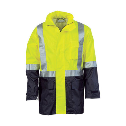 Jacket Wet Weather 2XL Yellow/Navy 190D Poly PU 3M Tape Hi Vis 3/4 Length 79904095 3879-Y/N-2XL