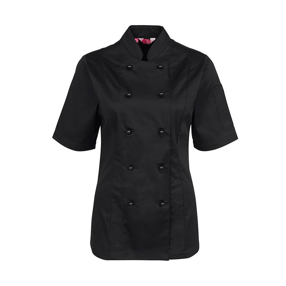 5CJ21 Ladies Short Sleeve Chef's Jacket Black 12 464809 5CJ21-BLK-12