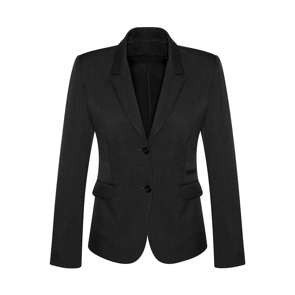 64019 Womens 2 Button Mid Length Comfort Wool Stretch Jacket Black 8 513832 64019-black-8
