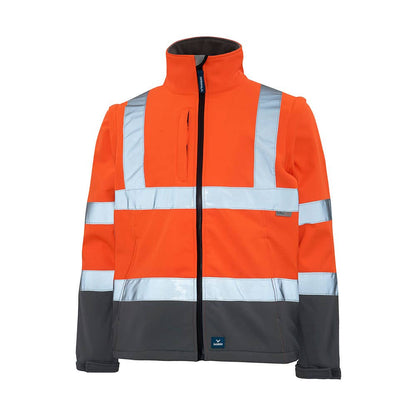 8430 Landy Hi-Vis Convertible Taped Softshell Jacket Orange/Charcoal 2XL 40034497 8430-OC-2XL