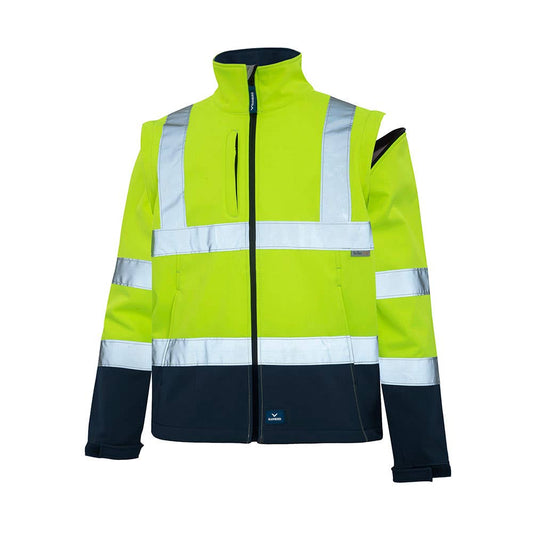 8430 Landy Hi-Vis Convertible Taped Softshell Jacket Yellow/Navy 2XL 40034518 8430-YN-2XL