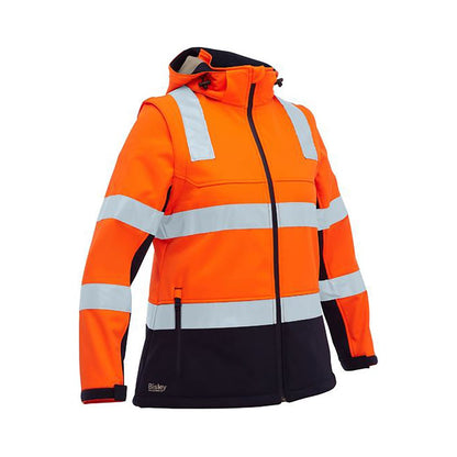 Jacket Womens Softshell 3 IN 1 Hi-Vis Taped Two Tone Bisley 10 Orange/Navy 40051679 BJL6078T TT05 10