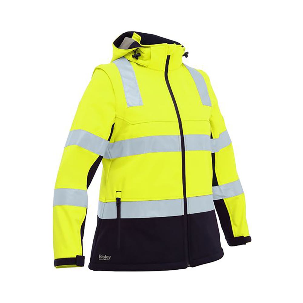 Jacket Womens Softshell 3 IN 1 Hi-Vis Taped Two Tone Bisley 10 Yellow/Navy 40051689 BJL6078T TT04 10