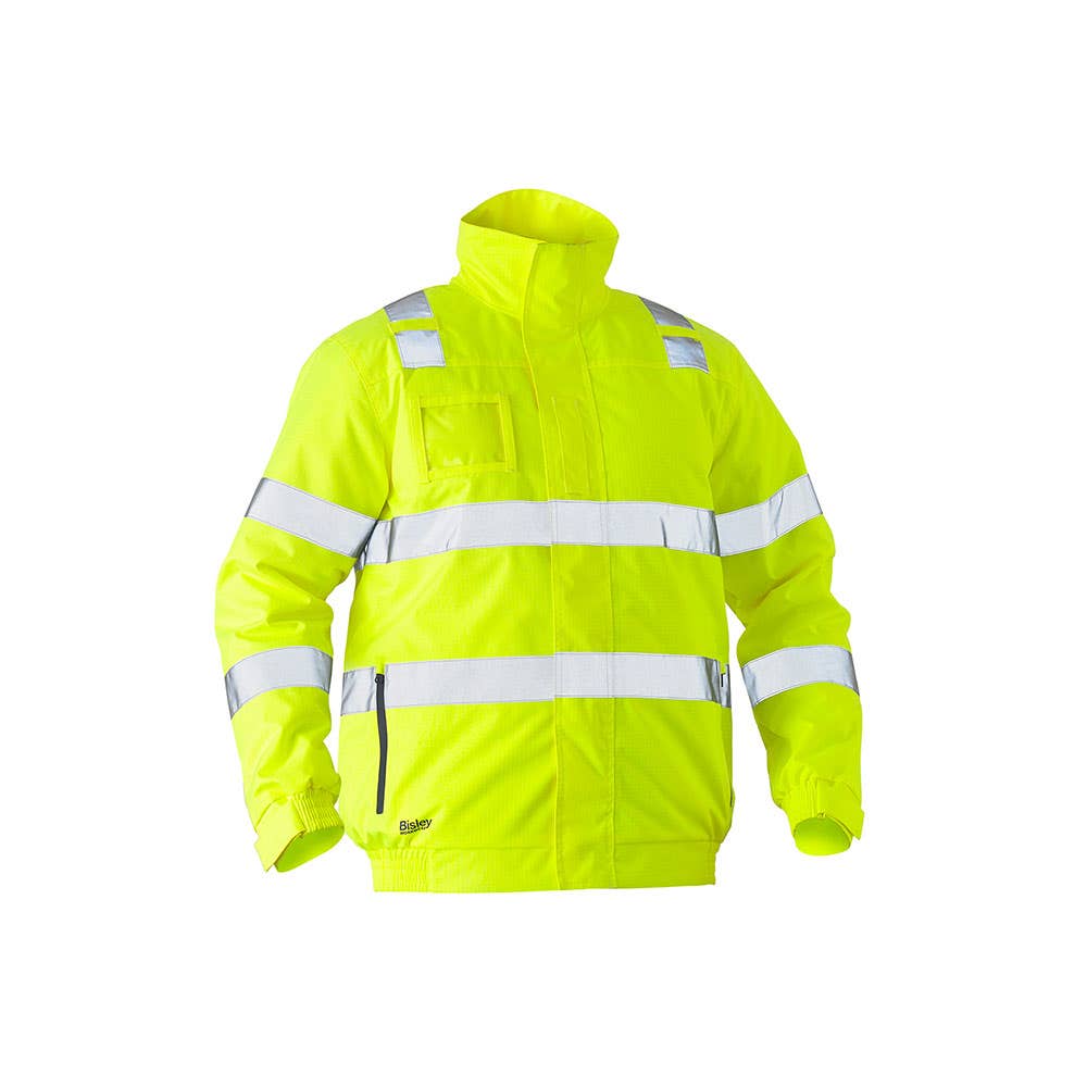 Jacket Taped Hi-Vis Wet Weather Bomber 220gsm Bisley 2XLYellow BJ6770T_BF512XL_40032528_BJ6770T_BF512XL
