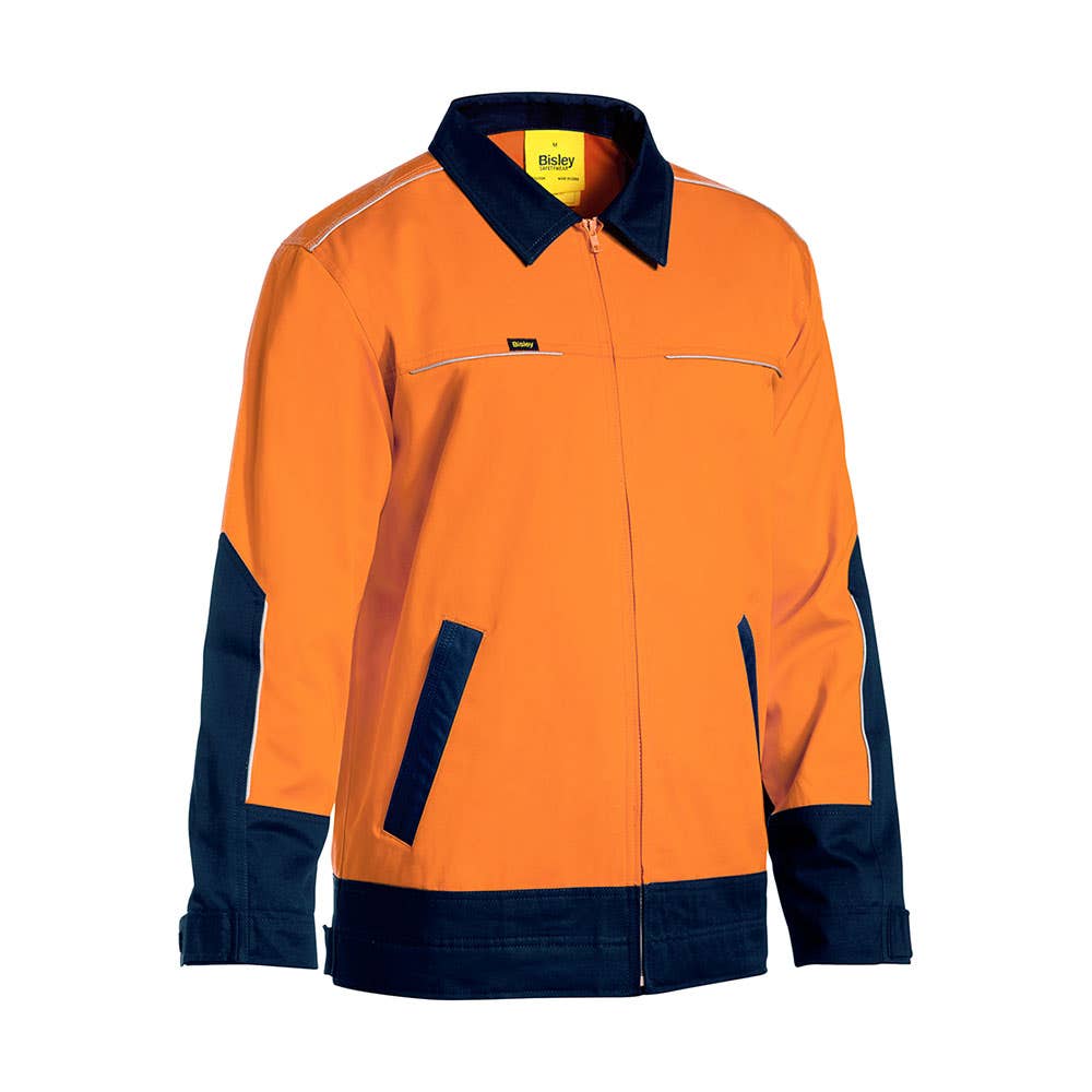 Jacket 2XL Hi Vis Orange/Navy Cotton Drill 240gsm Waterproof Bisley_36001285_BJ6917_TT022XL