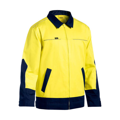 Jacket 2XL Hi Vis Yellow/Navy Cotton Drill 240gsm Waterproof Bisley_36001275_BJ6917_TT012XL