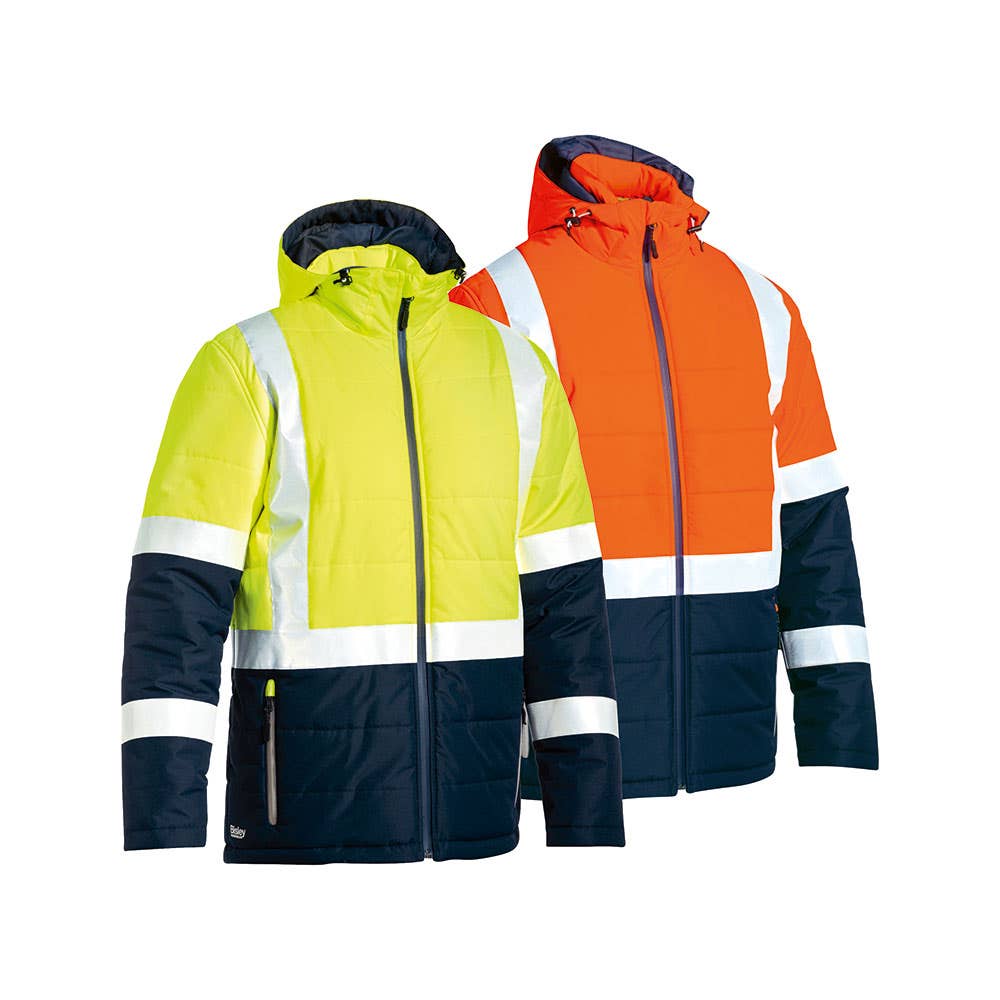 BJ6929HT Hi-Vis Hooded Taped Puffer Jacket 115gsm Infrabuild INFRABJ6929HT
