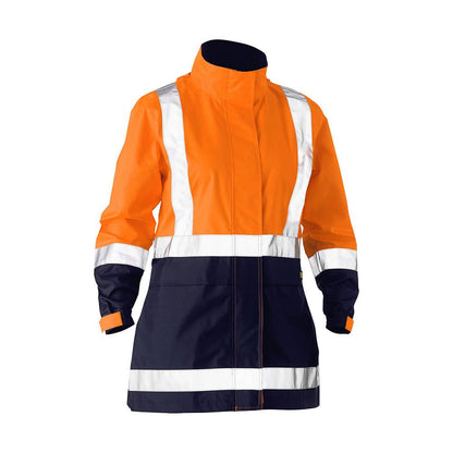 BJL6766T Women's Hi-Vis Recycled Rain Shell Taped Jacket Orange/Navy 10_40048167_BJL6766T_TT0510