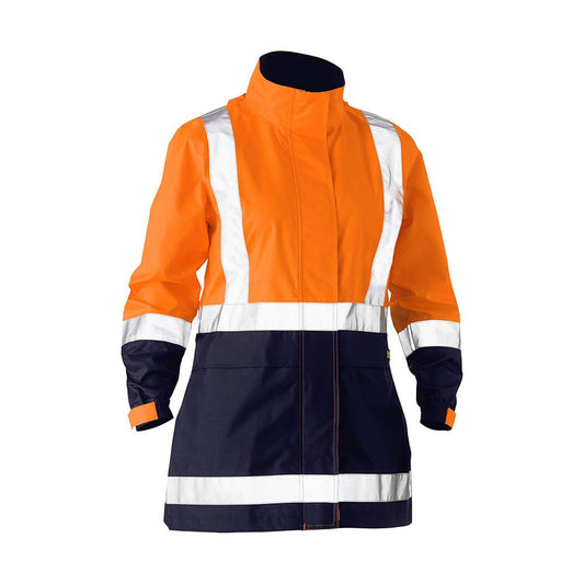 BJL6766T Women's Hi-Vis Recycled Rain Shell Taped Jacket Orange/Navy 10_40048167_BJL6766T_TT0510