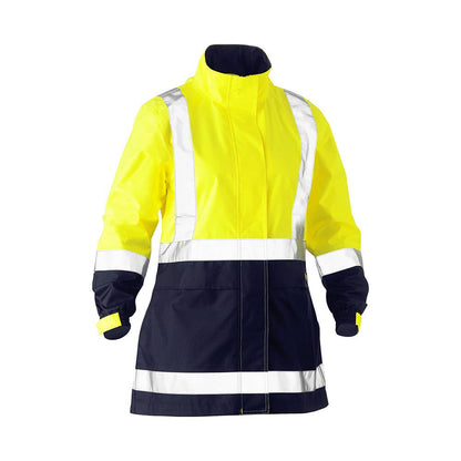 BJL6766T Women's Hi-Vis Recycled Rain Shell Taped Jacket Yellow/Navy 10_40048157_BJL6766T_TT0410