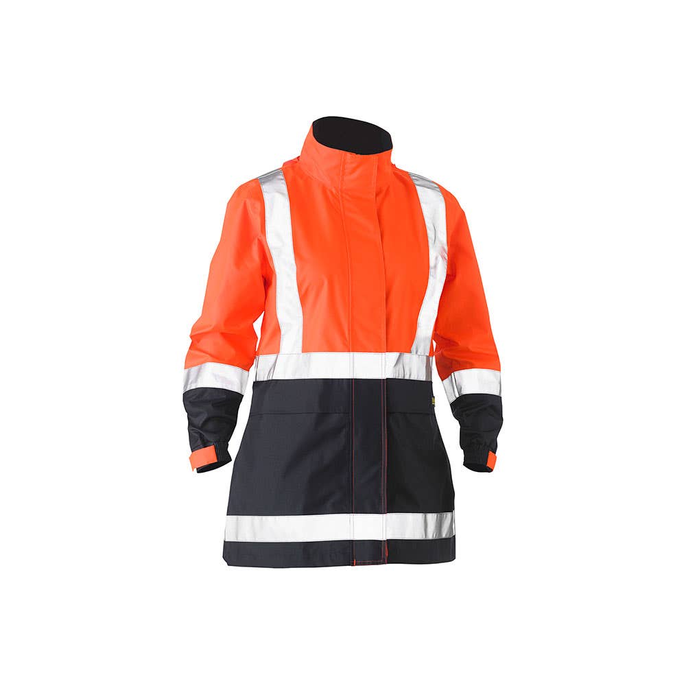 Jacket Women's H Taped Hi-Vis Rain 180gsm Bisley 10Orange/Navy BJL6966T_TT0510_40032488_BJL6966T_TT0510