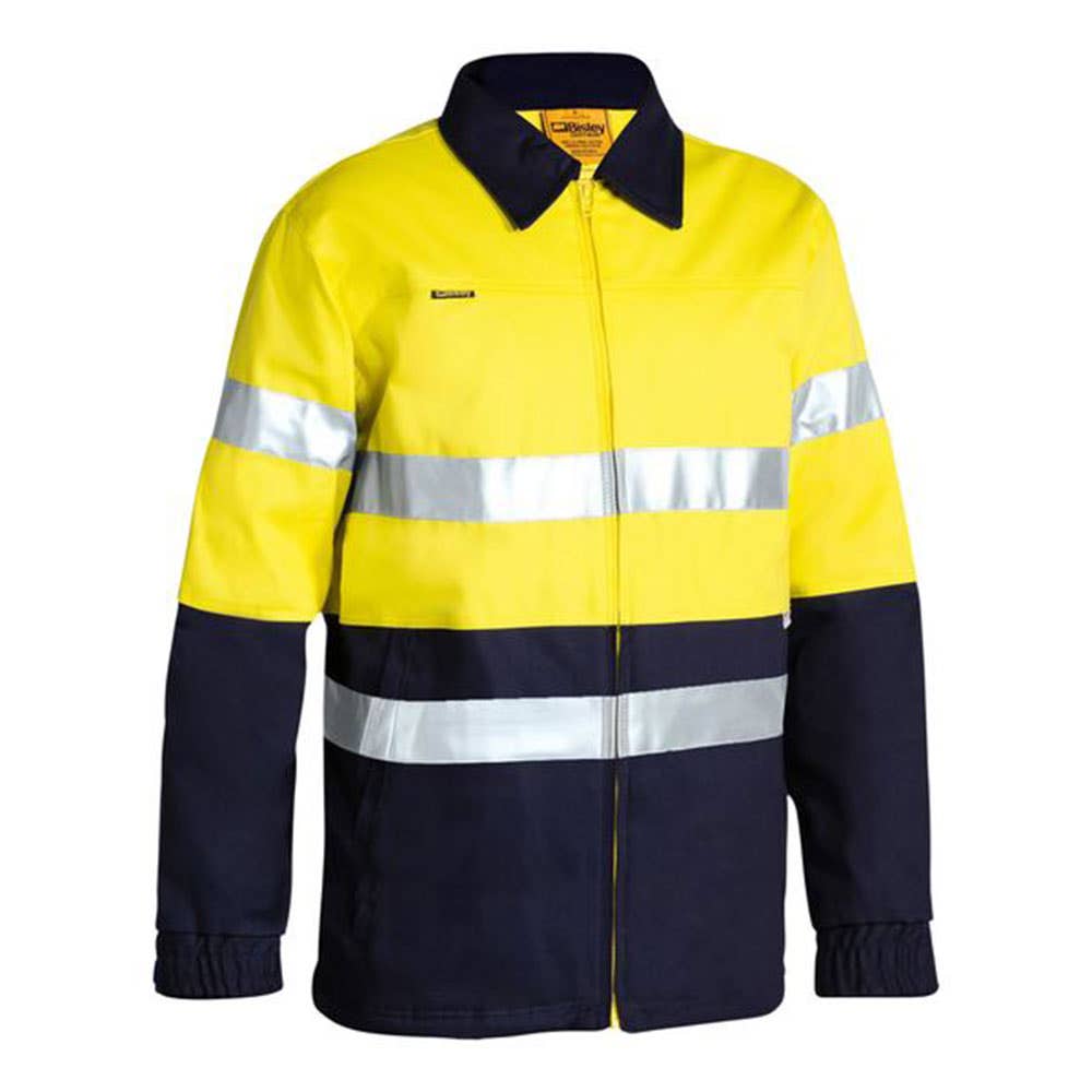 Hi-Vis Cotton Drill Taped Jacket 310gsm Yellow/Navy 2XS_558641_BK6710T_TT012XS