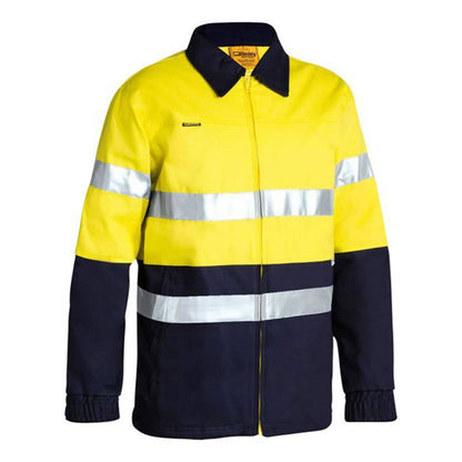 Hi-Vis Cotton Drill Taped Jacket 310gsm Yellow/Navy 2XS_558641_BK6710T_TT012XS