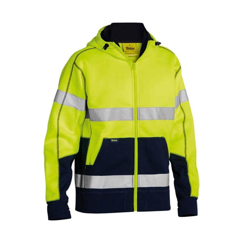 Jacket Hoodie 2XL Hi Vis Yellow/Navy Poly Fleece 300gsm Tape Bisley_36001461_BK6819T_TT042XL