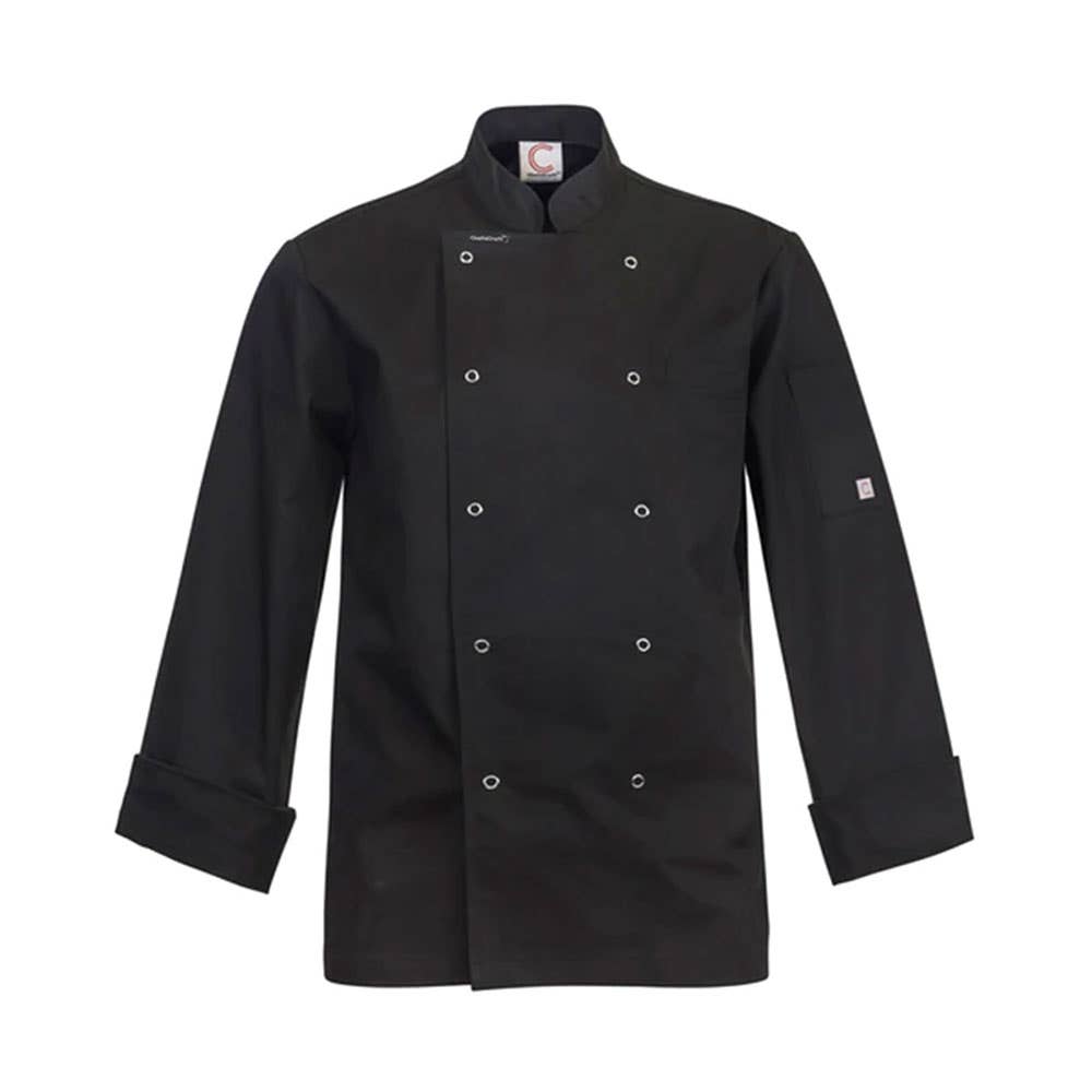 Chef Jacket Black L/S With Press Studs  2XLBlk CJ039-Black-2XL 40033703 CJ039-Black-2XL