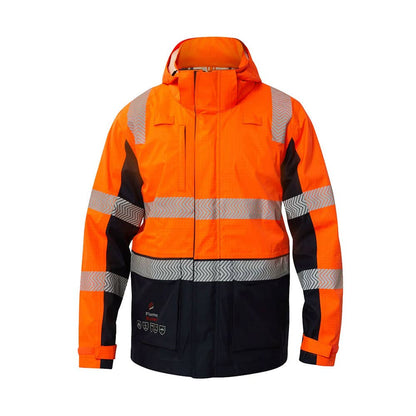FJV033 Volt FR Hi-Vis Wet Weather Taped Jacket Orange/Navy Eilbeck EBCFJV033ON
