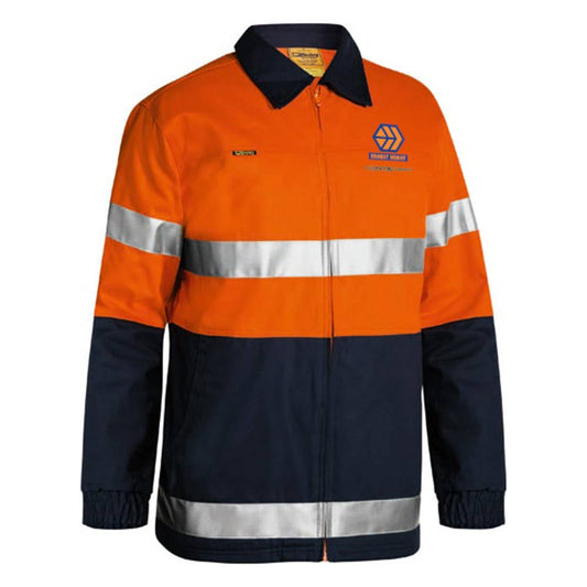 Jacket Cotton Drill 310gsm 3M Tape Hoop Orange/Navy 2XL Bisley EHM Logo_40005041_BK6710TEH_TT022XL
