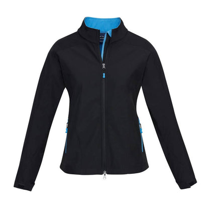 Jacket Softshell Womens Polyester Geneva Black/Cyan 2XL J307L Biz 40007835 J307L-BLK/CYN-2XL