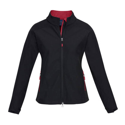 Jacket Softshell Womens Polyester Geneva Black/Red 2XL Biz BAE Logo 50105906 BAE J307L-BLK/RED-2XL