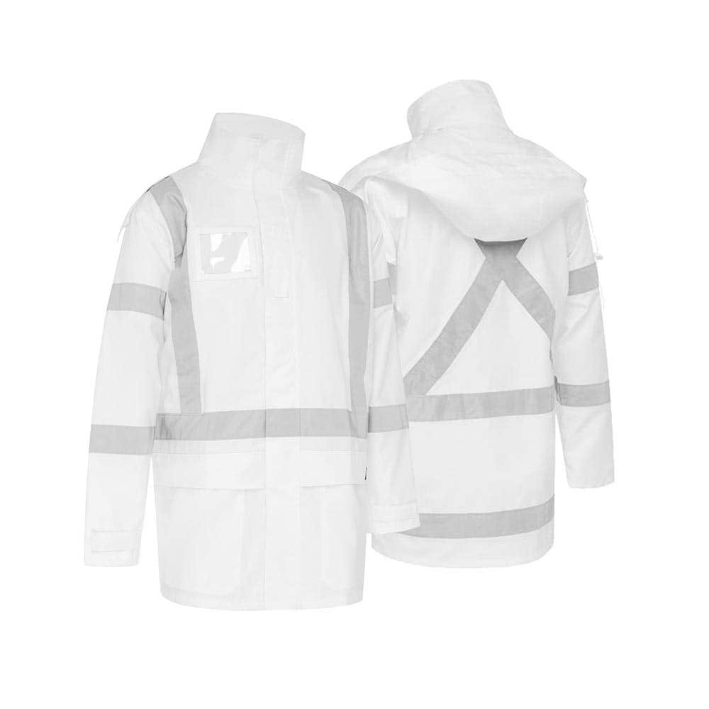 BJ6968XT Hi-Vis X-Taped Rain Jacket White BJ6968XT