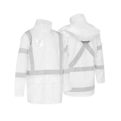 BJ6968XT Hi-Vis X-Taped Rain Jacket White BJ6968XT