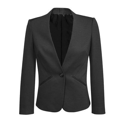 Ladies Single Button Jacket -Charcoal - 10 36015363 61610-CHA-10