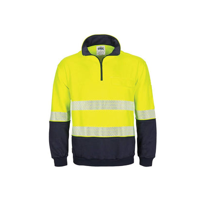 HIVIS Segment Taped 1/2 Zip Fleecy Windcheater Yellow/Navy Large 3529_516042_3529-Y/N-L