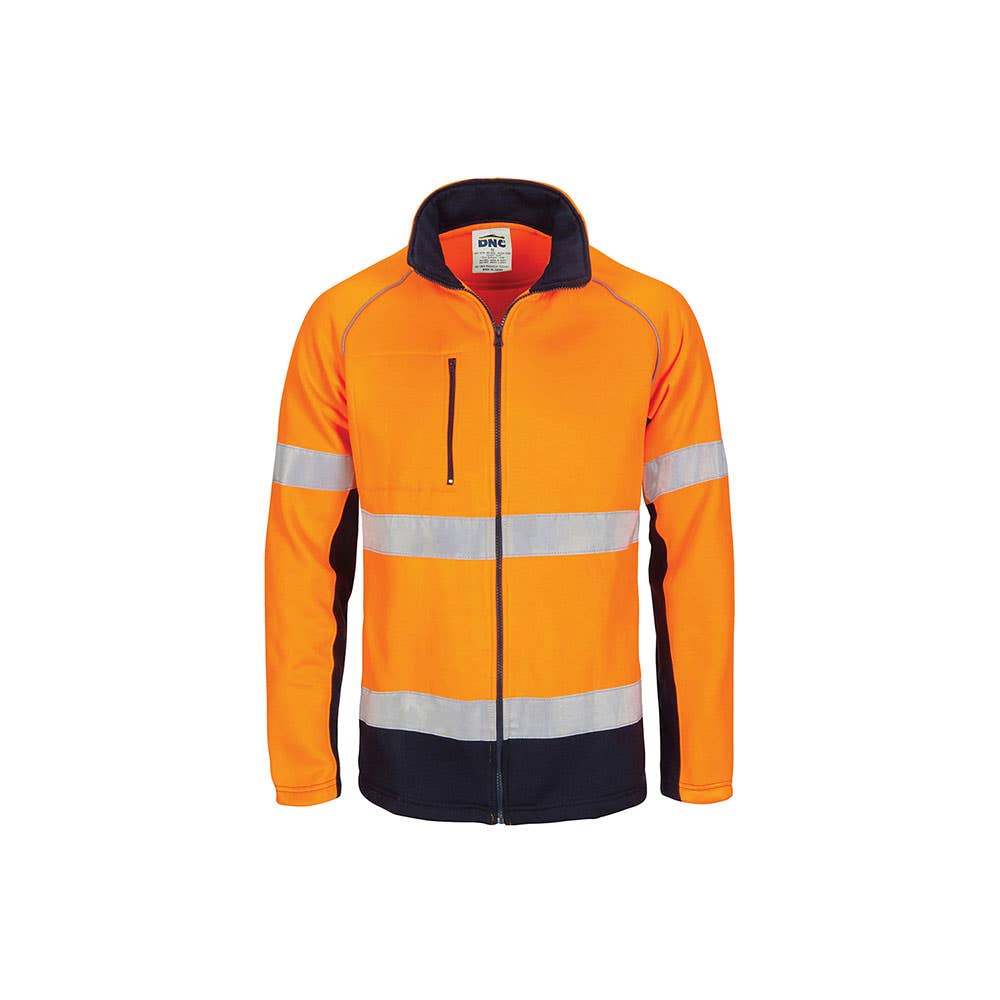 HI VIS 2 Tone Full Zip Fleecy Sweat Shirt CSR Orange/Navy 3726 DNC 2XL 402188 3726-O/N-2XL