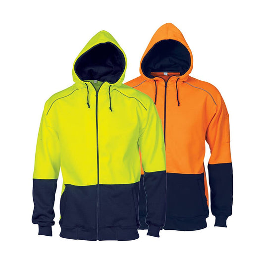 3728 Hi-Vis Contrast Piping Fleecy Hoodie 300gsm 3728