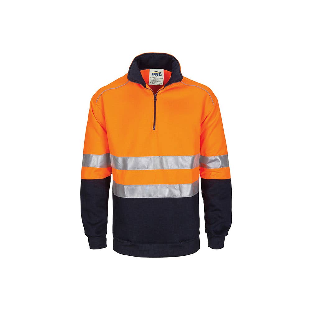 HiVis 1/2 Zip Fleecy W/Tape-Org/Navy-2XL 36016241 3729-O/N-2XL