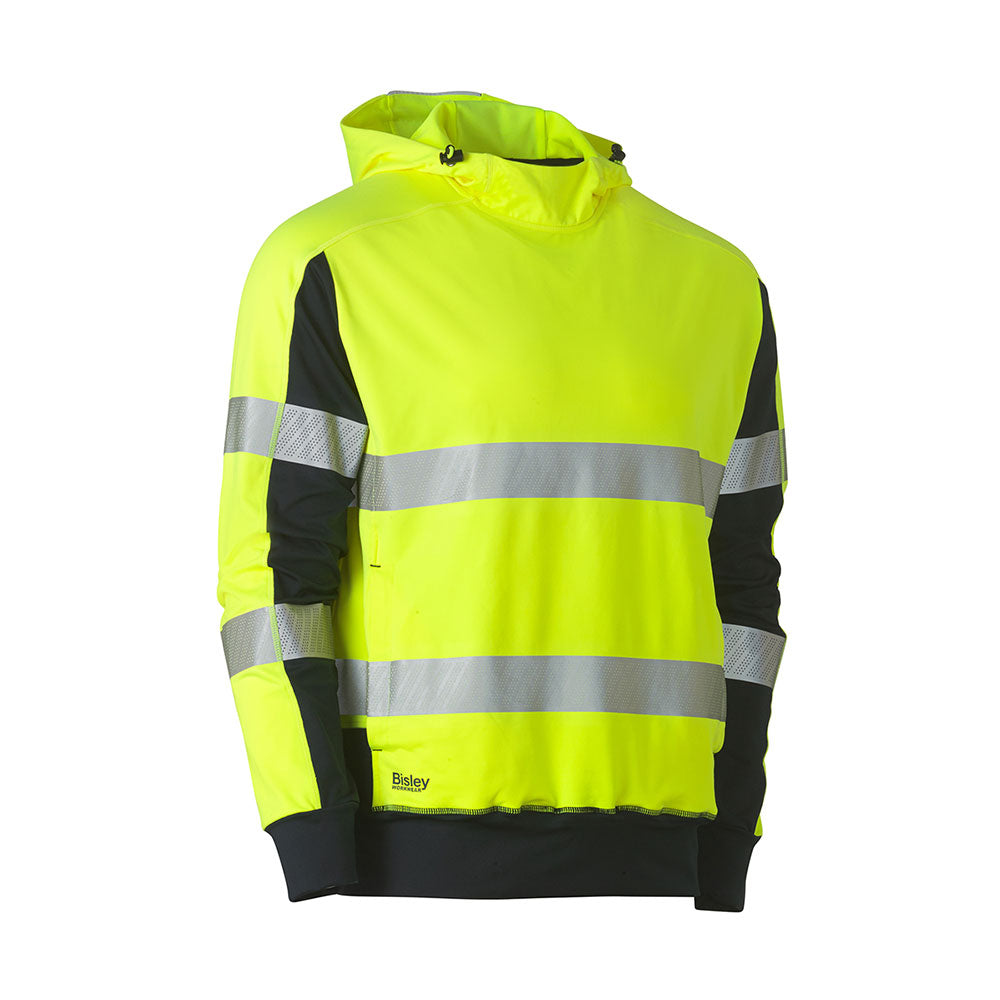 Jumper Hoodie Stretch Fleece Taped Hi-Vis Yellow/Navy 2XL Bisley 40014104 BK6815T TT042XL