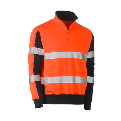 Jumper Pullover Fleece Stretch Zip Hi-Vis Taped Orange/Navy 2XL Bisley 40014193 BK6817T TT052XL