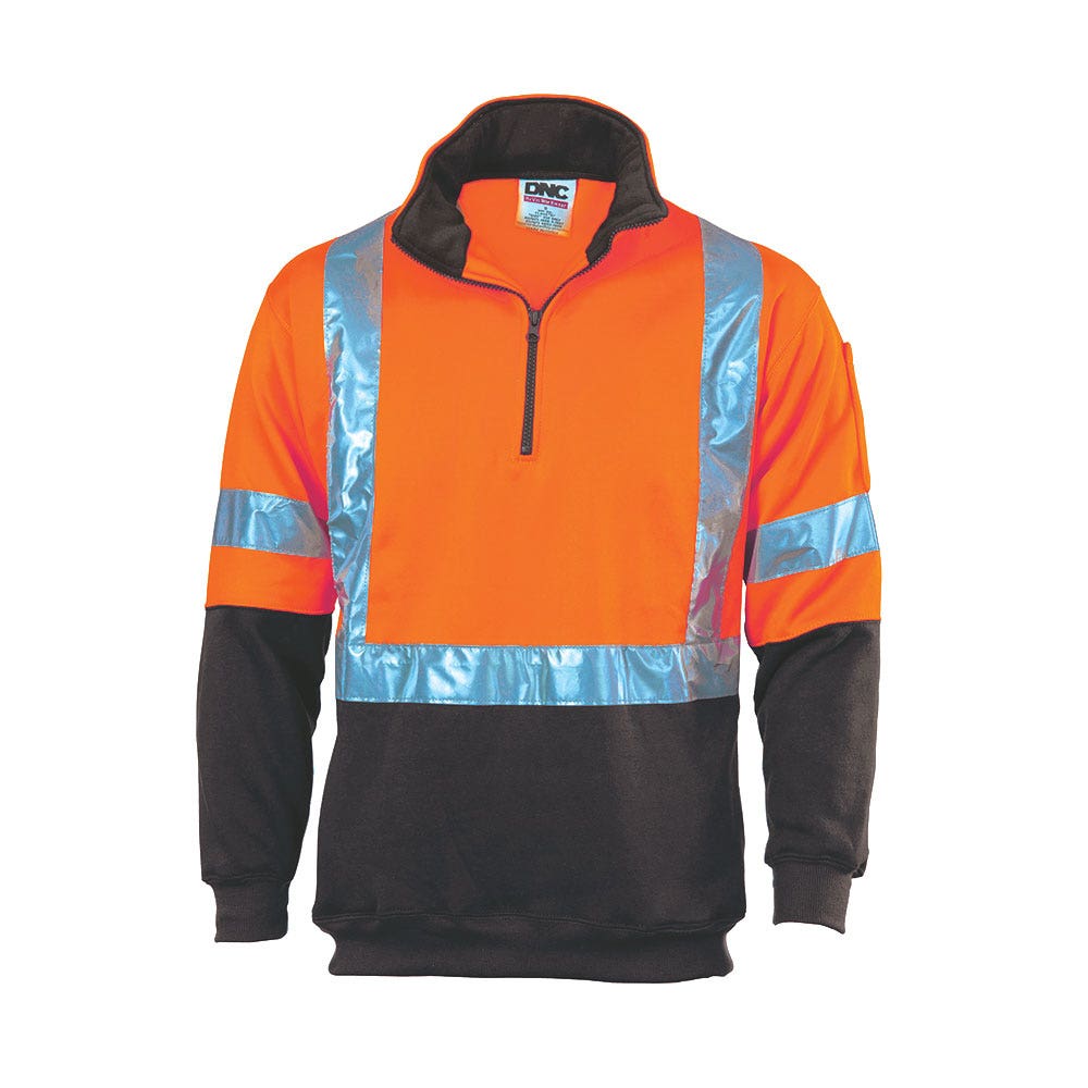 3930 Fleecy Hi-Vis Jumper Two-Tone X-Back Taped Closed Front 300gsm DNC3930