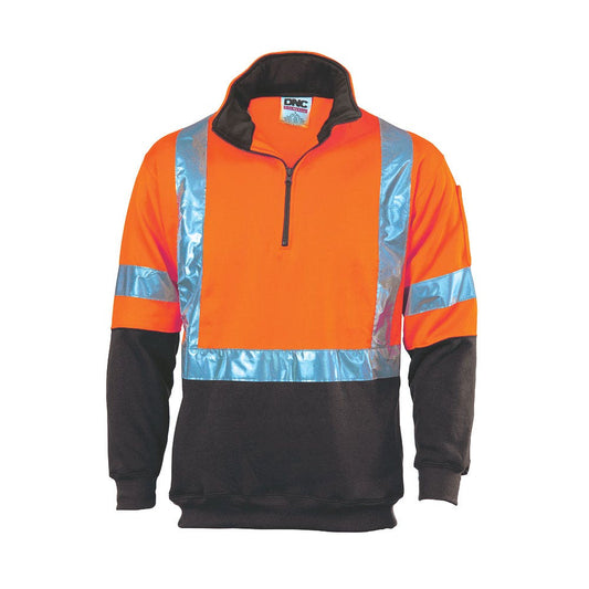 3930 Fleecy Hi-Vis Jumper Two-Tone X-Back Taped Closed Front 300gsm DNC3930