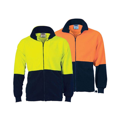 3827 Hi-Vis Jumper Two-Tone Zip Front Polar Fleece 300gsm_DNC3827