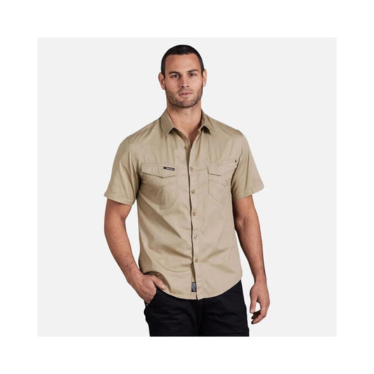 K14355 Tradies S/S Cotton Work Shirt + BAE & JORN Logos_BAEK14355