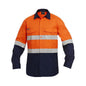Shirt L/S Workcool2 Cotton 145gsm 3M Tape Hi Vis Orange/Navy 2XL King Gee 31200059 K54880-O/N-2XL