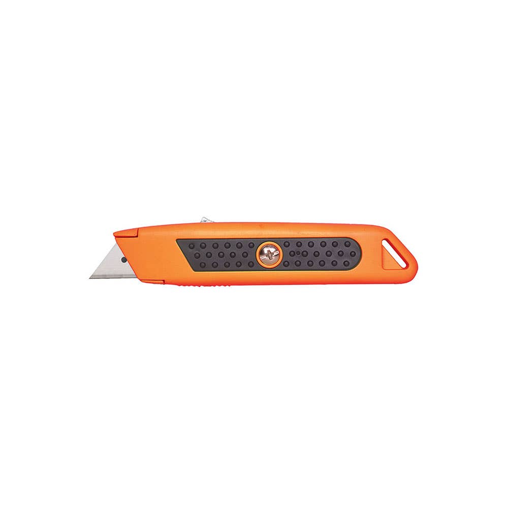 Auto Retractable Utility Safety Knife with Rubber Grip Orange 469833 114-2R