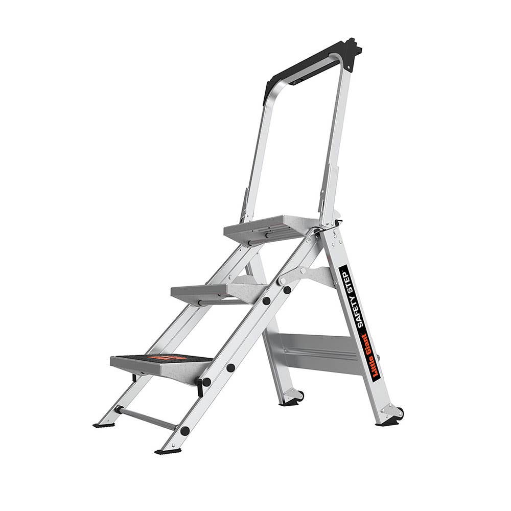3 Step Safety Aluminium Step Ladder with Hand Rail 0.65m 150kg 91130171 10310BA-440