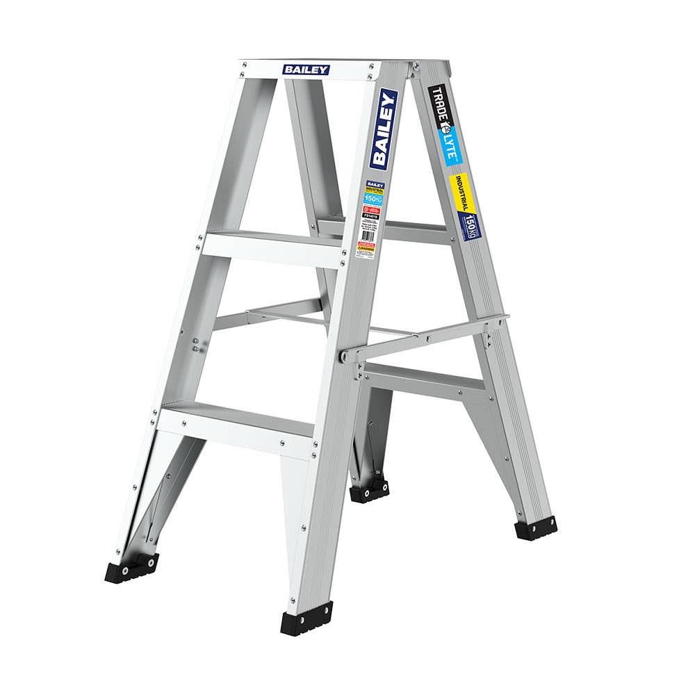 Trade Lyte Aluminium Dual Purpose Ladder 150kg 3 Step 0.9m 40047771 FS14019