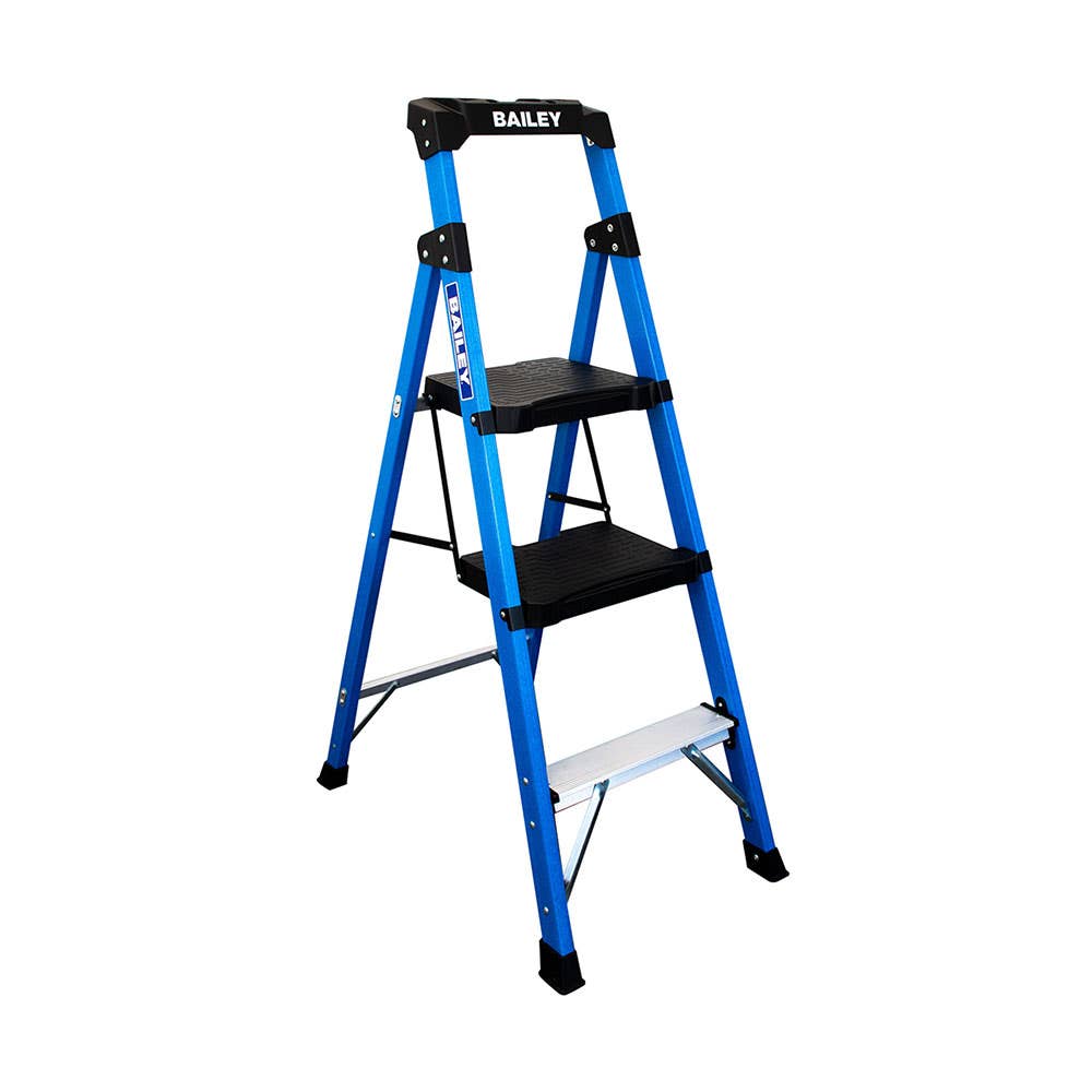 Trade Lyte Industrial Twin Step Fibreglass Platform Stepstool 3 Steps 1.39m 135kg 40039262 FS14042