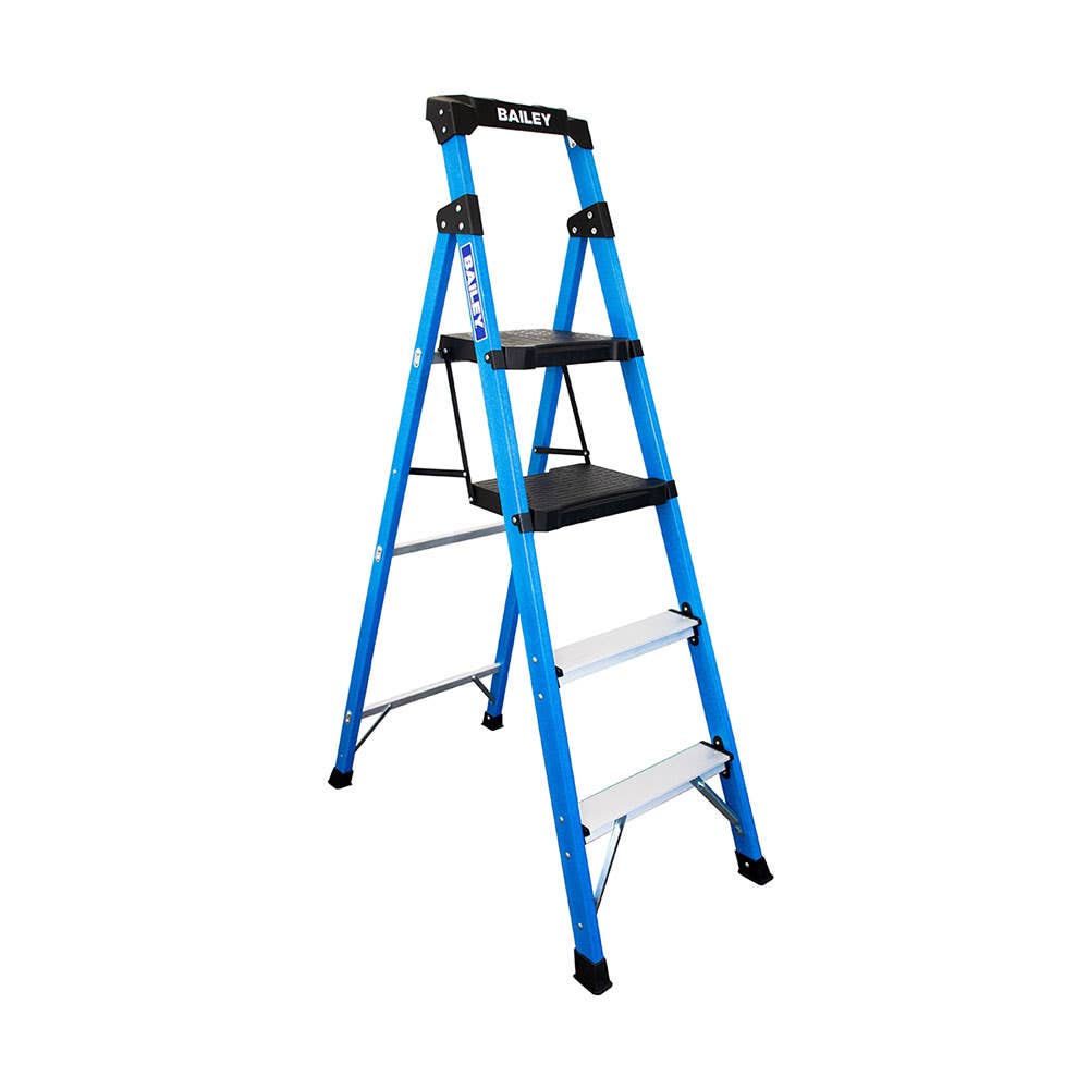 Trade Lyte Industrial Twin Step Fibreglass Platform Stepstools 4 Steps 1.7m 135kg 40039263 FS14043